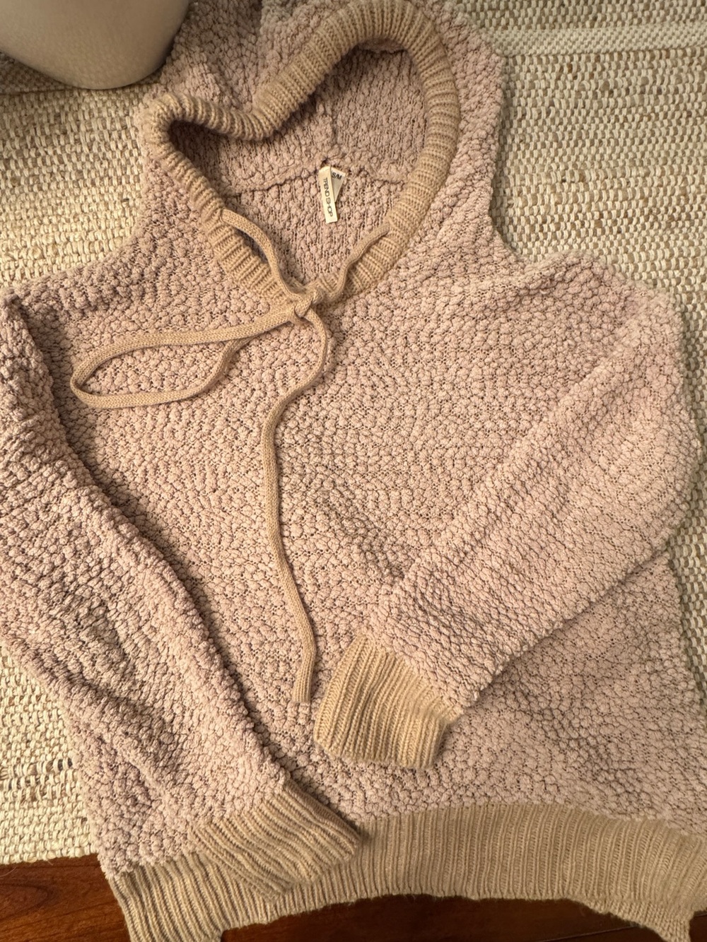 Trend Shop Women’s S/M Taupe Teddy Boucle Hooded Sweater Pullover Cozy